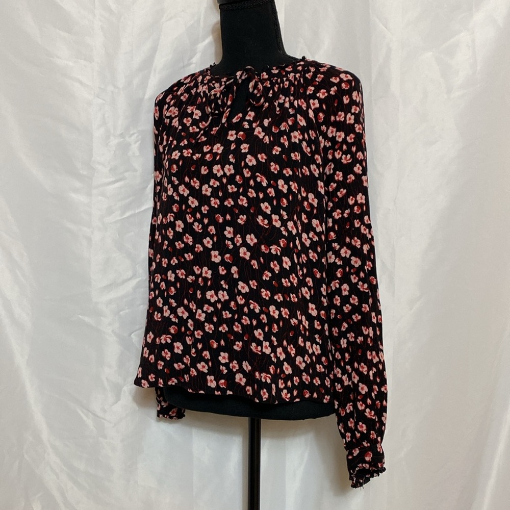Black Pink Floral Blouse M - Picture 4 of 9